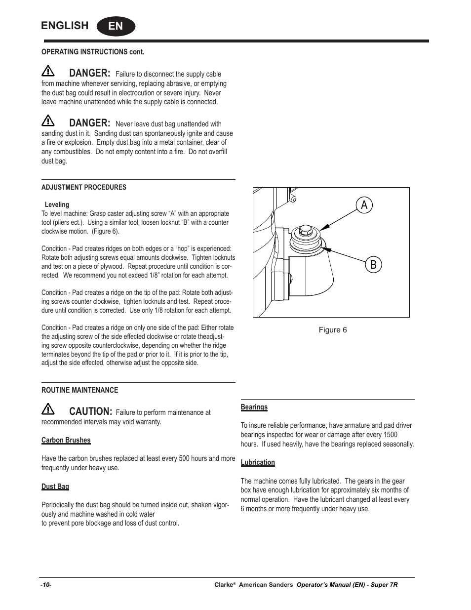En english, Danger, Caution | American Sanders Super 7R Edger User Manual | Page 10 / 40