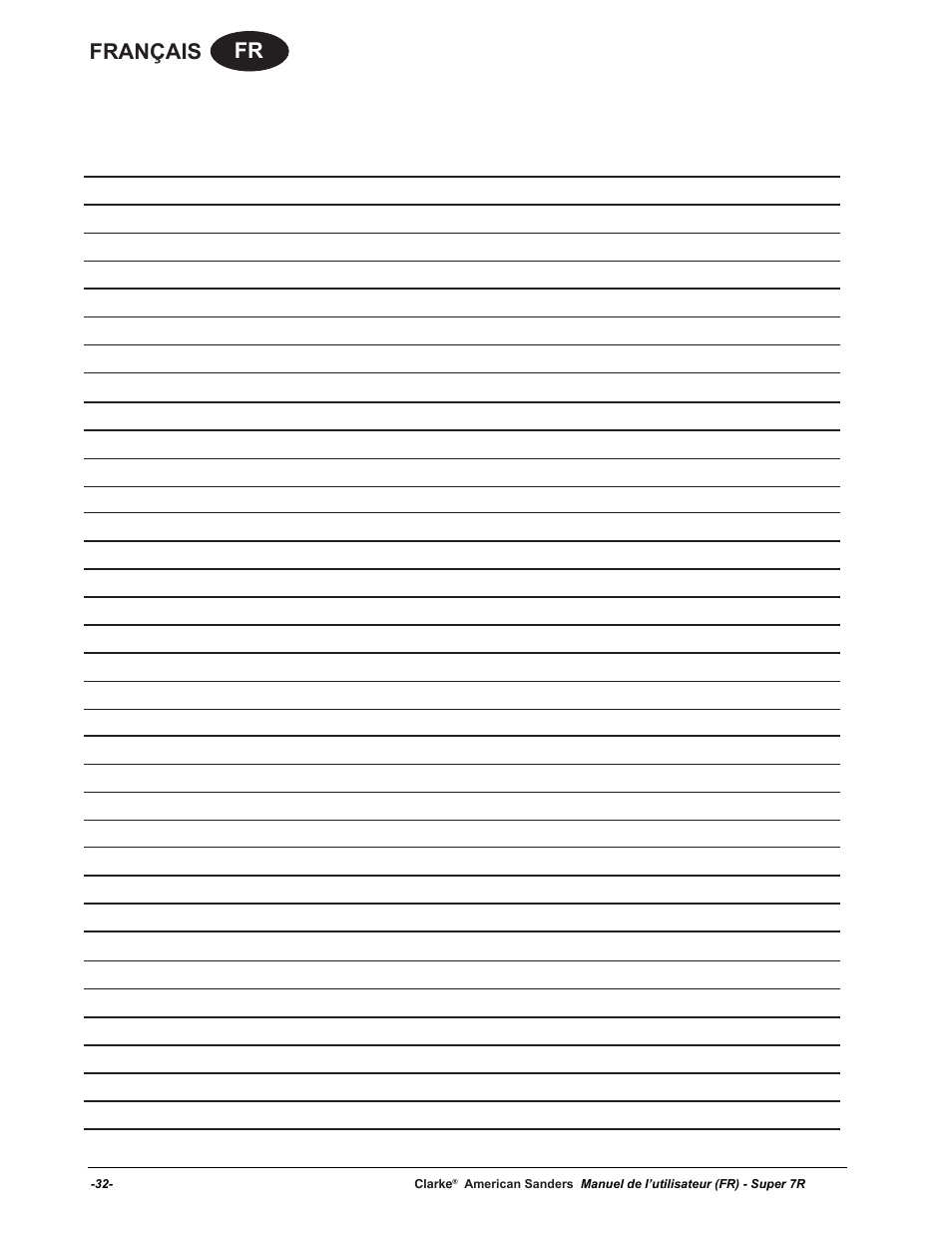 Fr français | American Sanders Super 7R Edger User Manual | Page 32 / 40