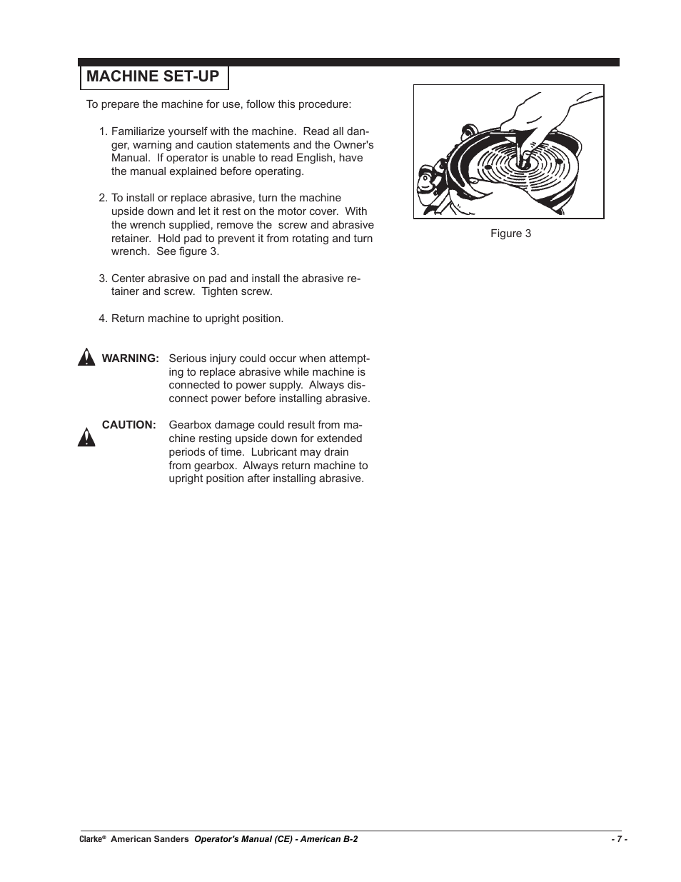 Machine set-up | American Sanders B-2+ Edger User Manual | Page 7 / 20