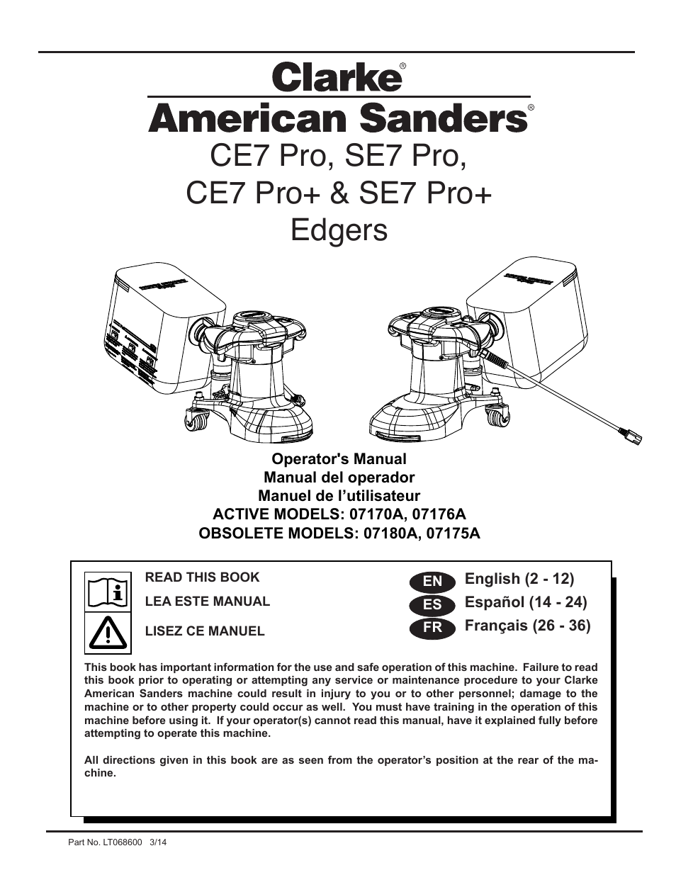 American Sanders CE7 & Pro Edgers User Manual | 44 pages