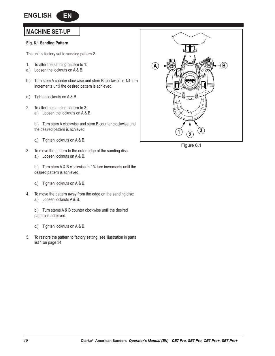 En english, Machine set-up | American Sanders CE7 & Pro Edgers User Manual | Page 10 / 44