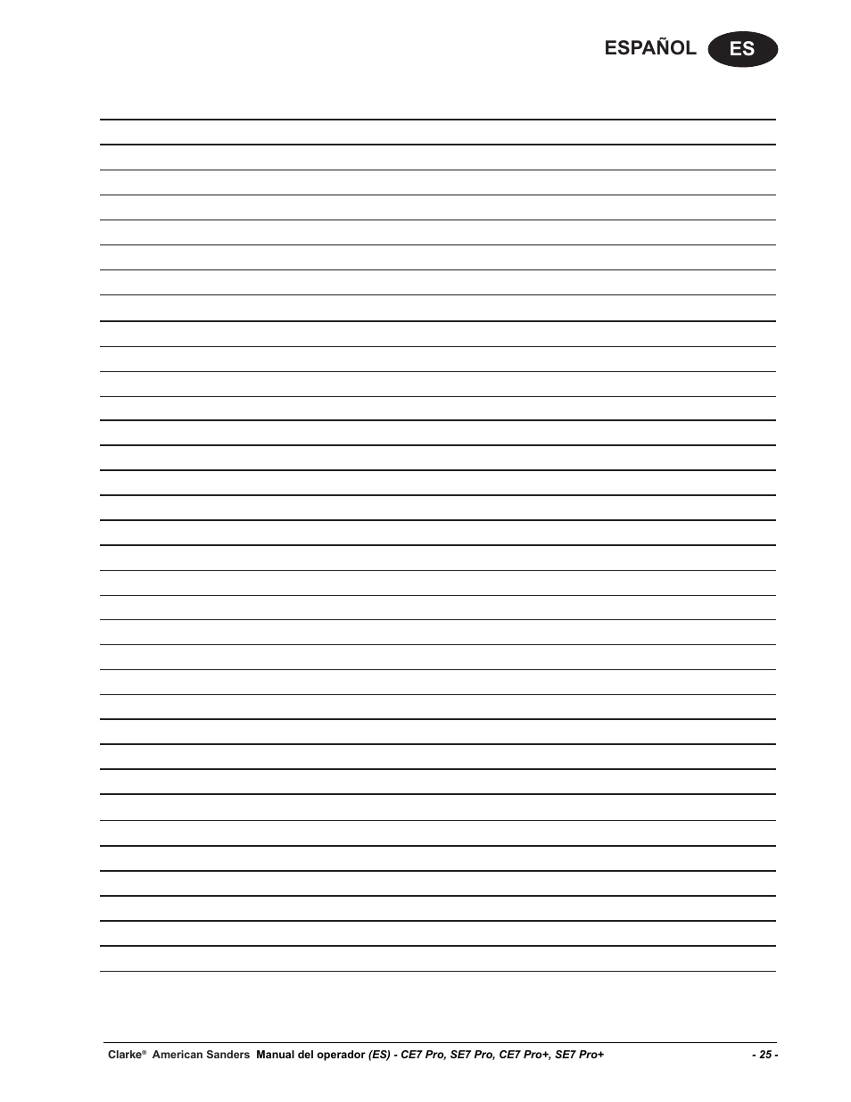 Es español | American Sanders CE7 & Pro Edgers User Manual | Page 25 / 44
