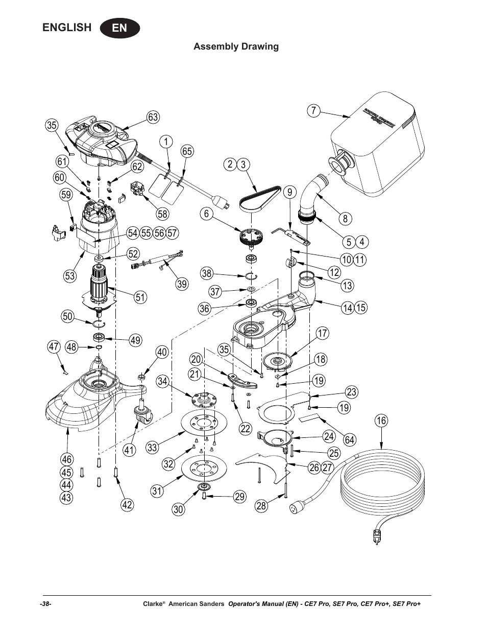 American Sanders CE7 & Pro Edgers User Manual | Page 38 / 44