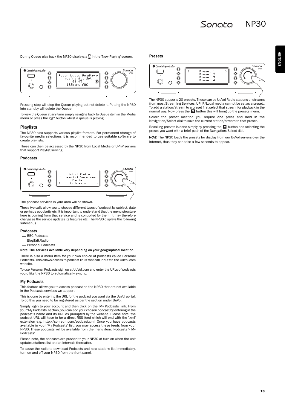 Np30 | Cambridge Audio SONATA NP30 User Manual | Page 13 / 17