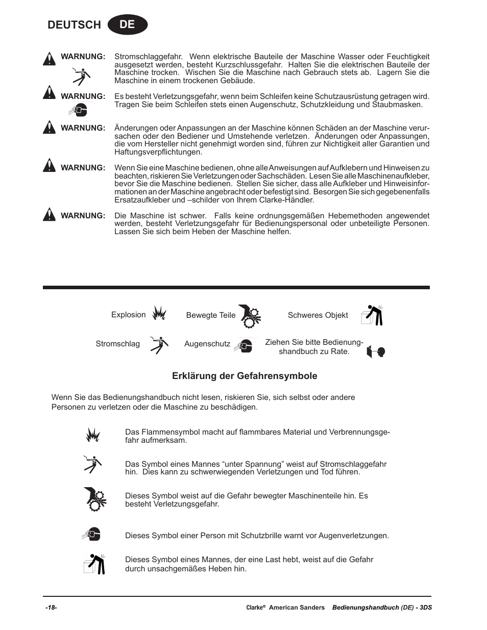De deutsch | American Sanders 3DS Orbital Sander User Manual | Page 18 / 94