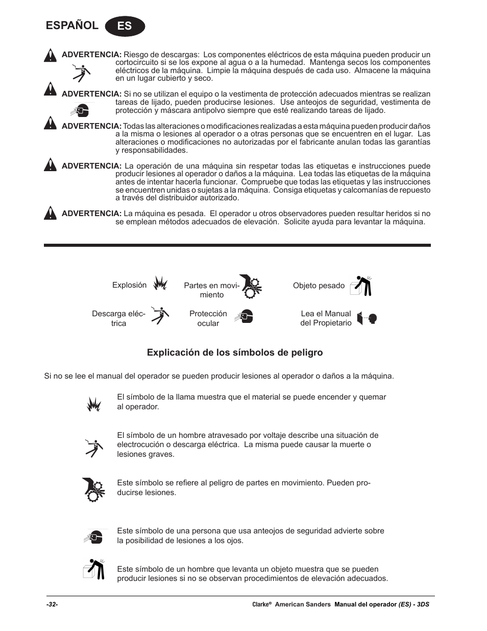 Es español | American Sanders 3DS Orbital Sander User Manual | Page 32 / 94