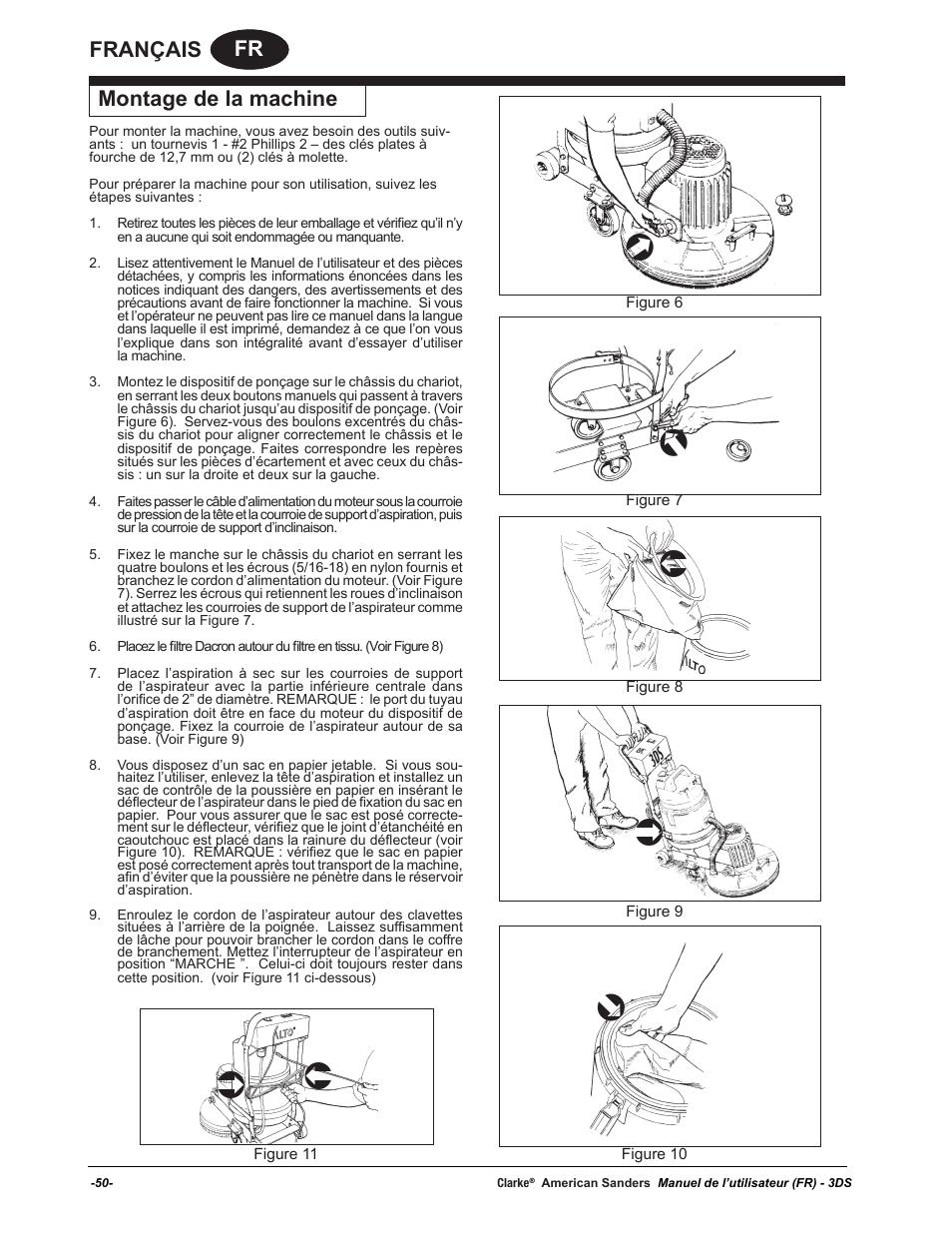 Fr français montage de la machine | American Sanders 3DS Orbital Sander User Manual | Page 50 / 94