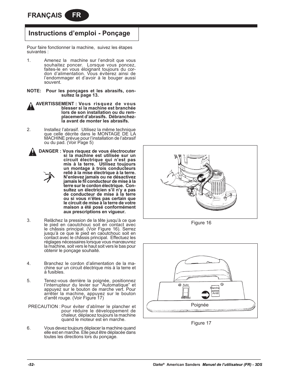 Fr français instructions d’emploi - ponçage | American Sanders 3DS Orbital Sander User Manual | Page 52 / 94