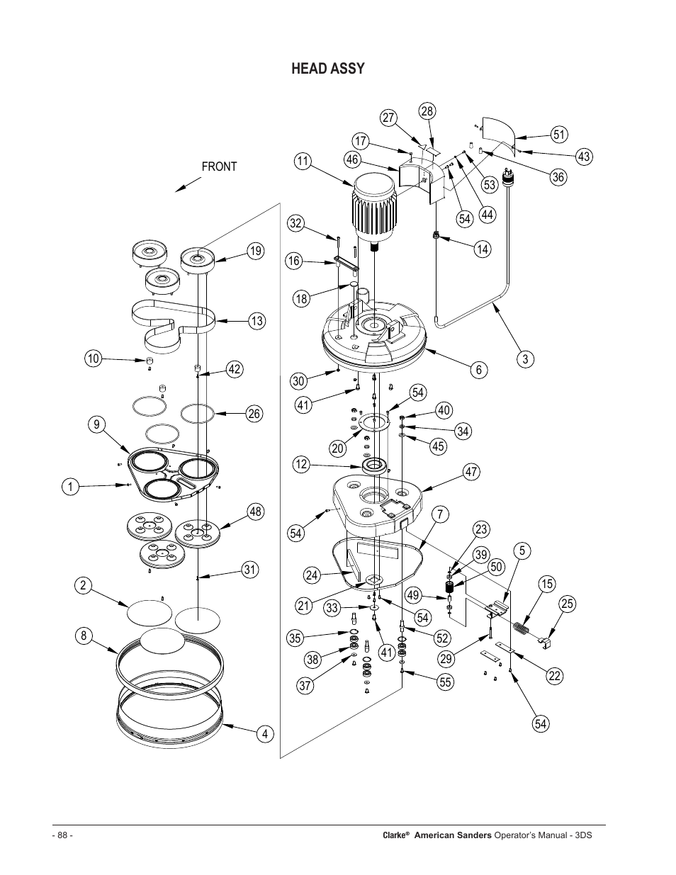 Head assy | American Sanders 3DS Orbital Sander User Manual | Page 88 / 94