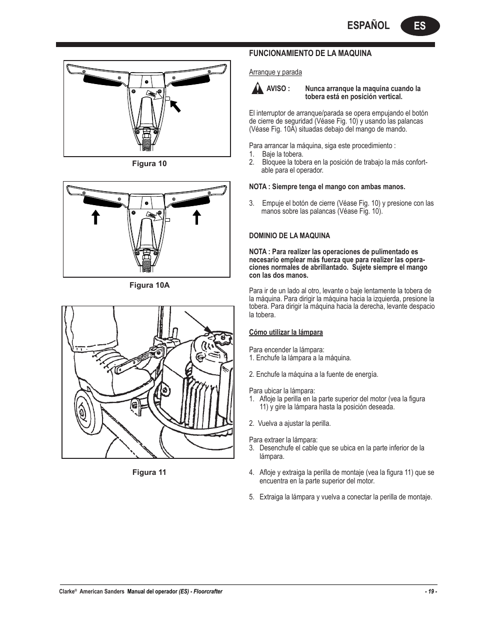 Es español | American Sanders Disc Sander 1600DC User Manual | Page 19 / 42