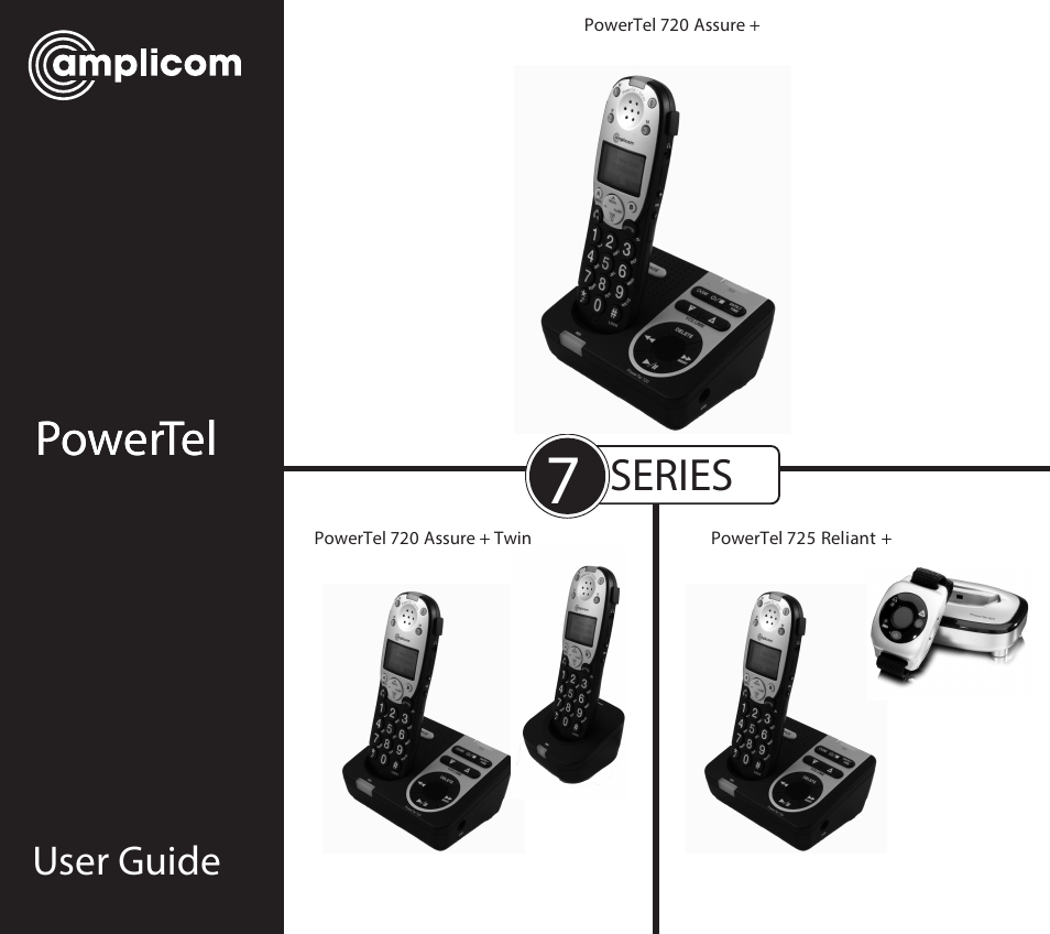 Amplicom PowerTel 720 Cordless Phone w/Answering Machine User Manual | 60 pages