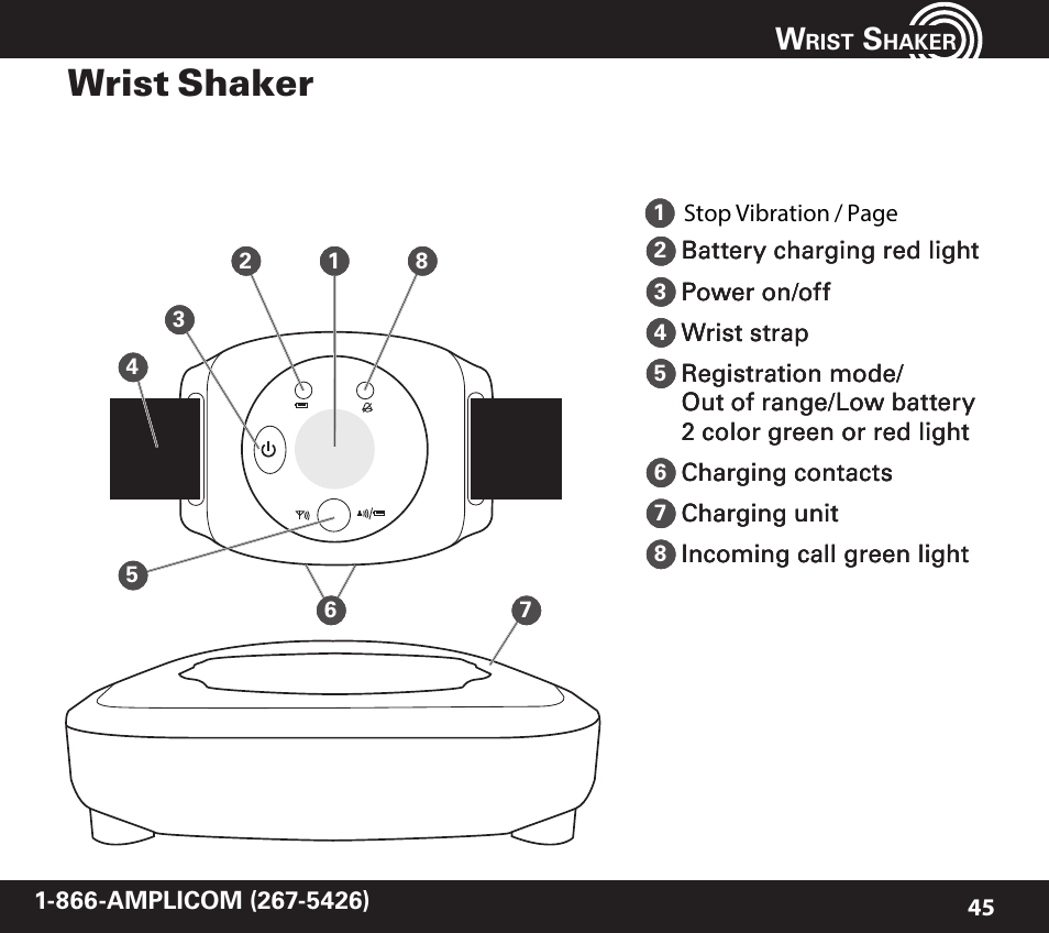 Wrist shaker | Amplicom PowerTel 720 Cordless Phone w/Answering Machine User Manual | Page 45 / 60