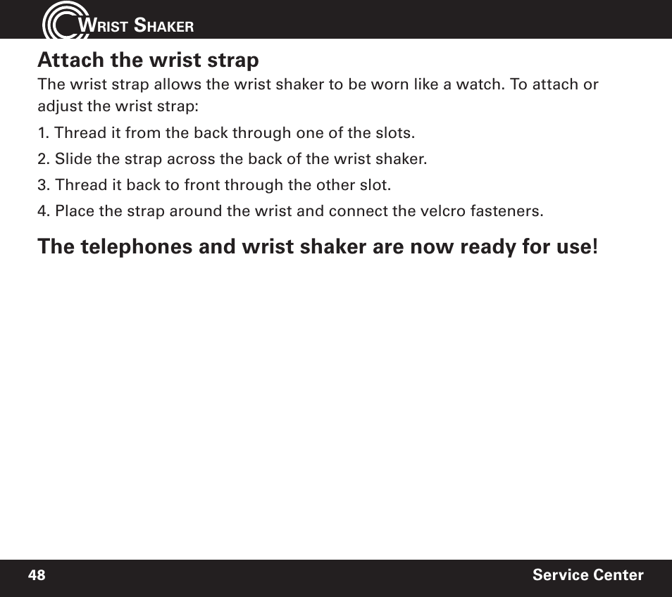 Attach the wrist strap | Amplicom PowerTel 720 Cordless Phone w/Answering Machine User Manual | Page 48 / 60