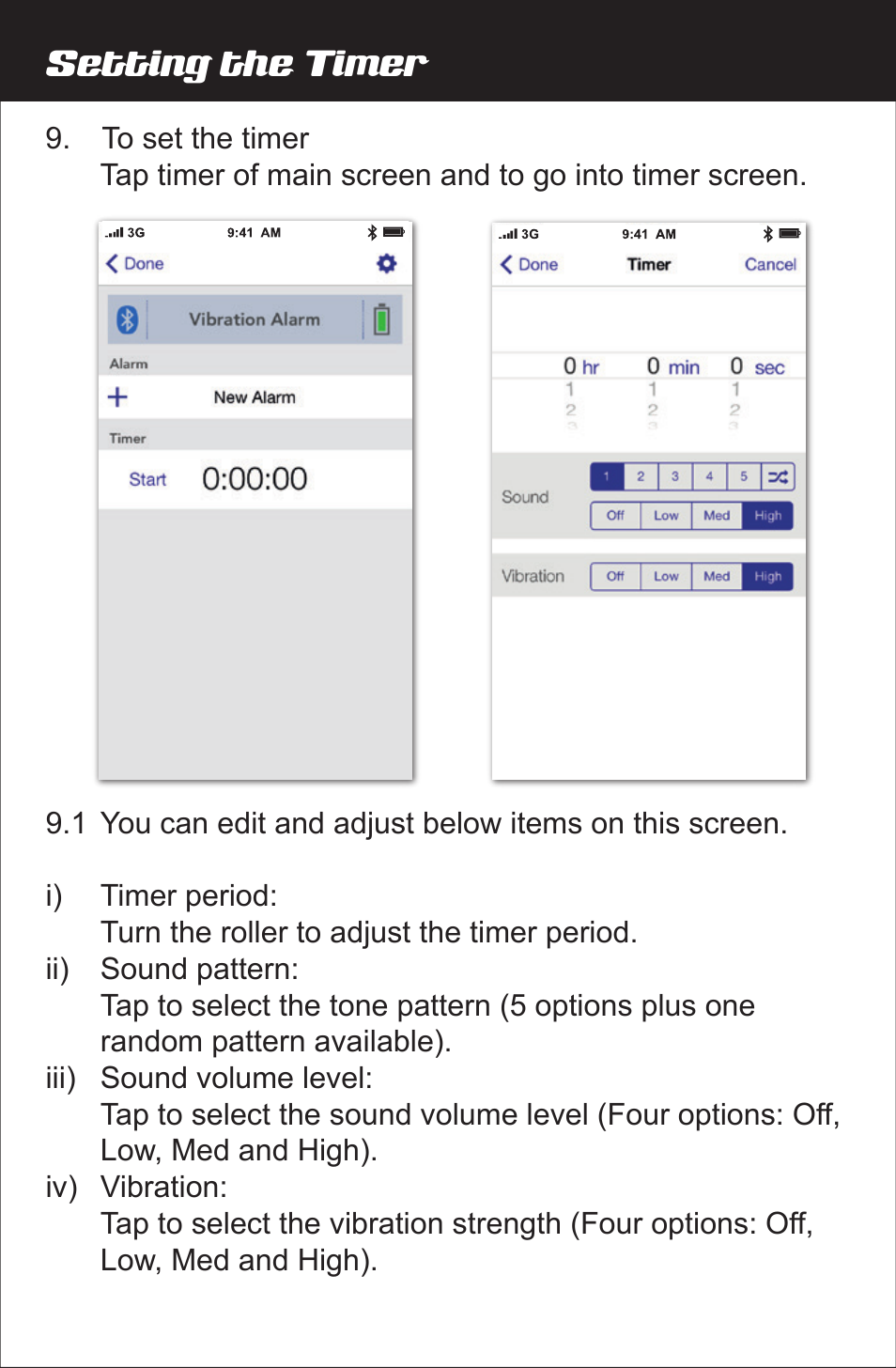 Setting the timer | Amplicom Amplifyz TCL Pulse Bluetooth Enabled Alarm User Manual | Page 14 / 24