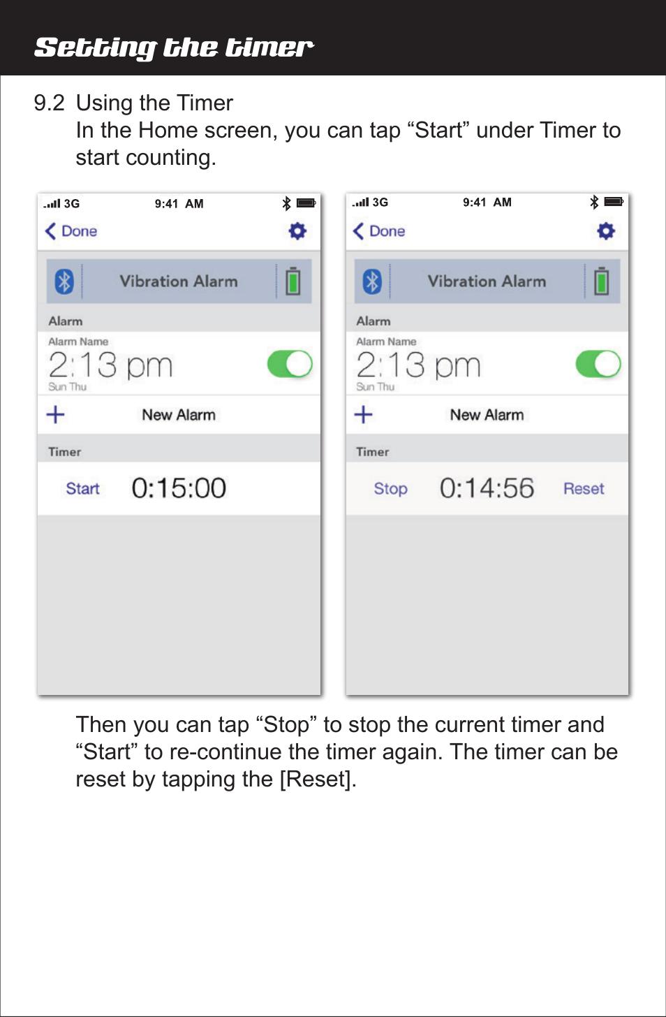 Setting the timer | Amplicom Amplifyz TCL Pulse Bluetooth Enabled Alarm User Manual | Page 15 / 24