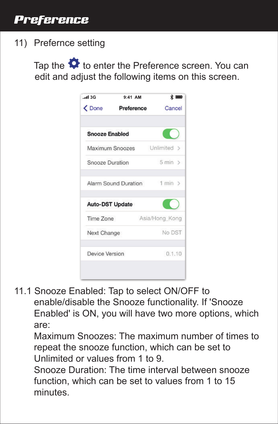 Preference | Amplicom Amplifyz TCL Pulse Bluetooth Enabled Alarm User Manual | Page 17 / 24