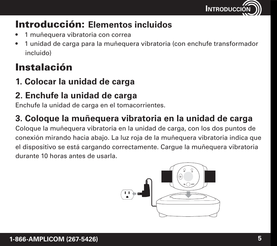Introducción, Instalación, Elementos incluidos | Amplicom PowerTel 60 Wireless Wrist Shaker User Manual | Page 19 / 28
