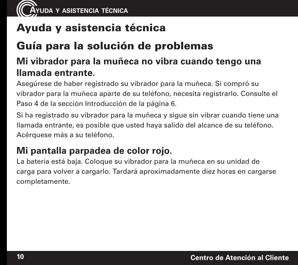 Mi pantalla parpadea de color rojo | Amplicom PowerTel 60 Wireless Wrist Shaker User Manual | Page 24 / 28