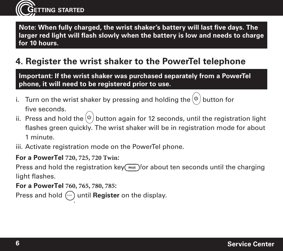 Amplicom PowerTel 60 Wireless Wrist Shaker User Manual | Page 6 / 28