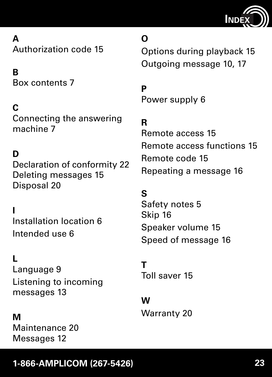 Amplicom AB900 Amplified Answering Machine User Manual | Page 23 / 49