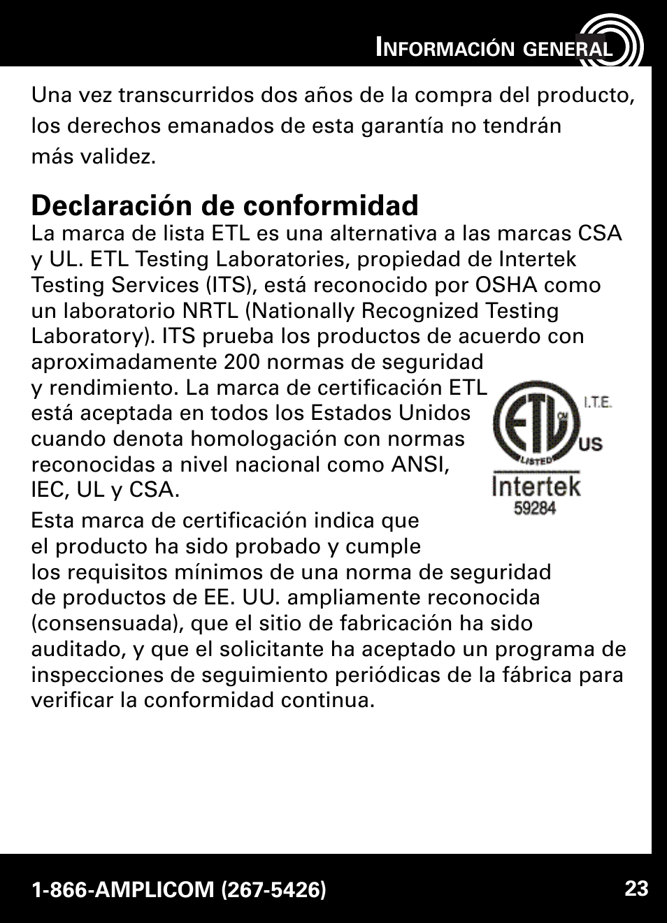 Declaración de conformidad | Amplicom AB900 Amplified Answering Machine User Manual | Page 46 / 49