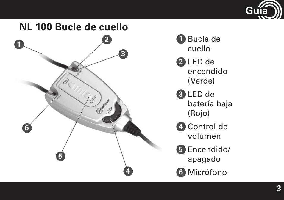 Guía nl 100 bucle de cuello | Amplicom NL 10 Induction Neckloop for PowerTe Series User Manual | Page 15 / 24