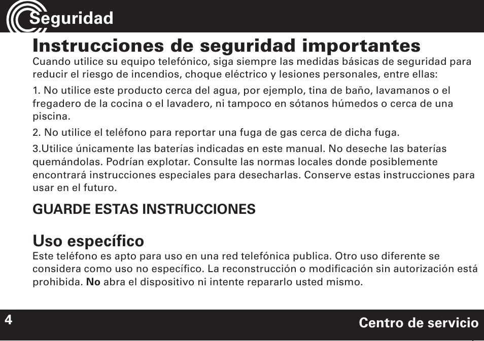 Instrucciones de seguridad importantes, Seguridad, Uso específi co | Amplicom NL 10 Induction Neckloop for PowerTe Series User Manual | Page 16 / 24