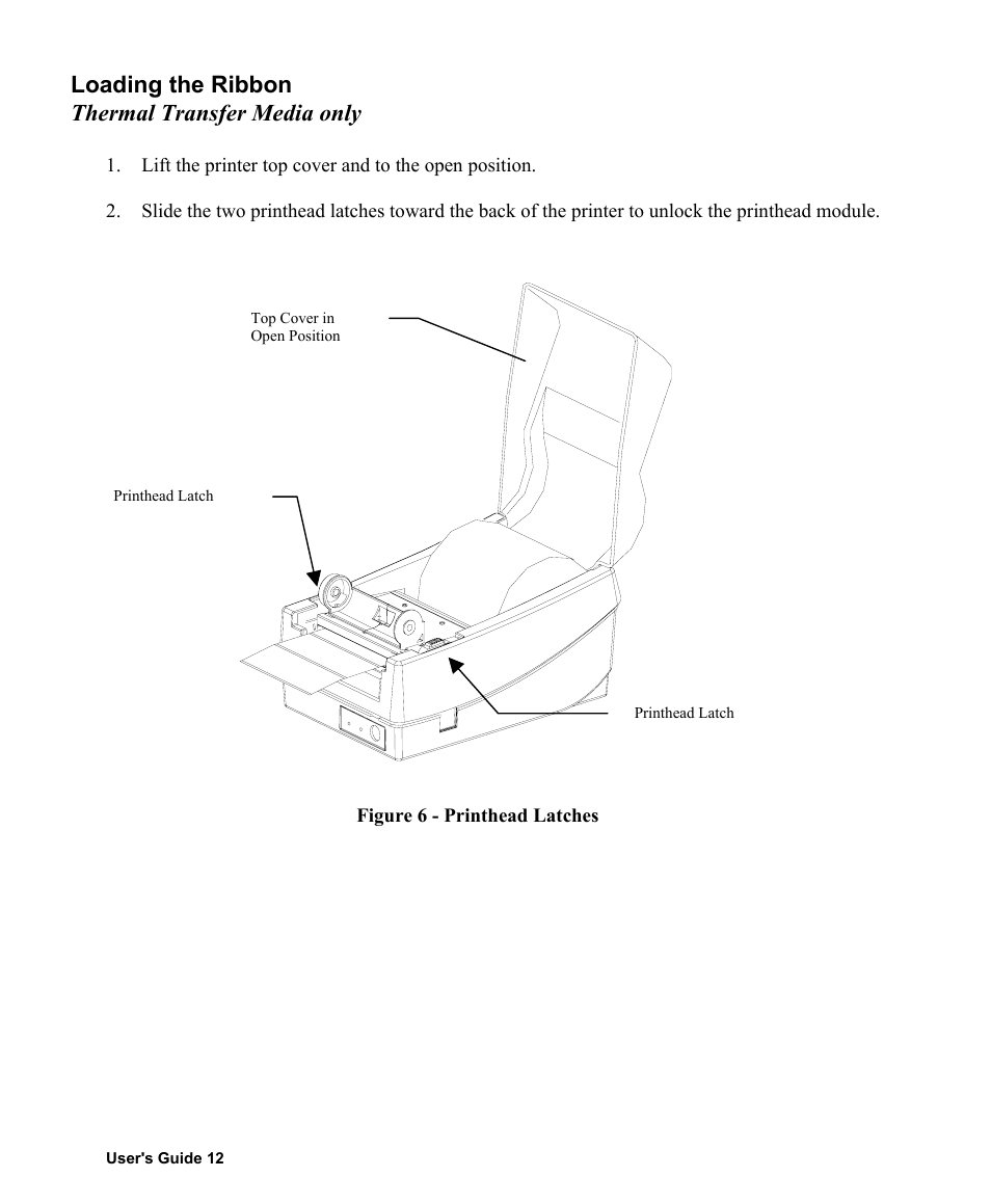 Loading the ribbon thermal transfer media only | AMT Datasouth Fastmark 400 User Manual | Page 13 / 76