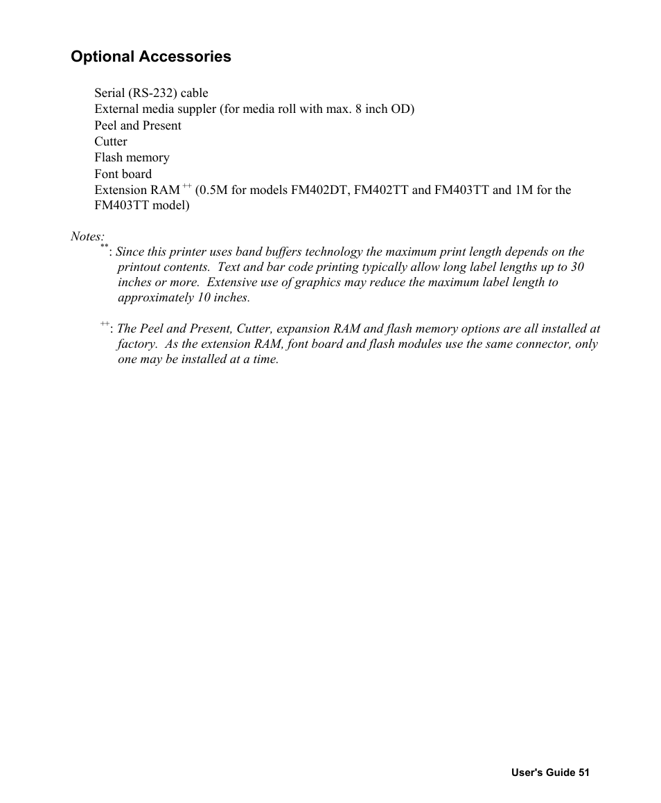 Optional accessories | AMT Datasouth Fastmark 400 User Manual | Page 52 / 76