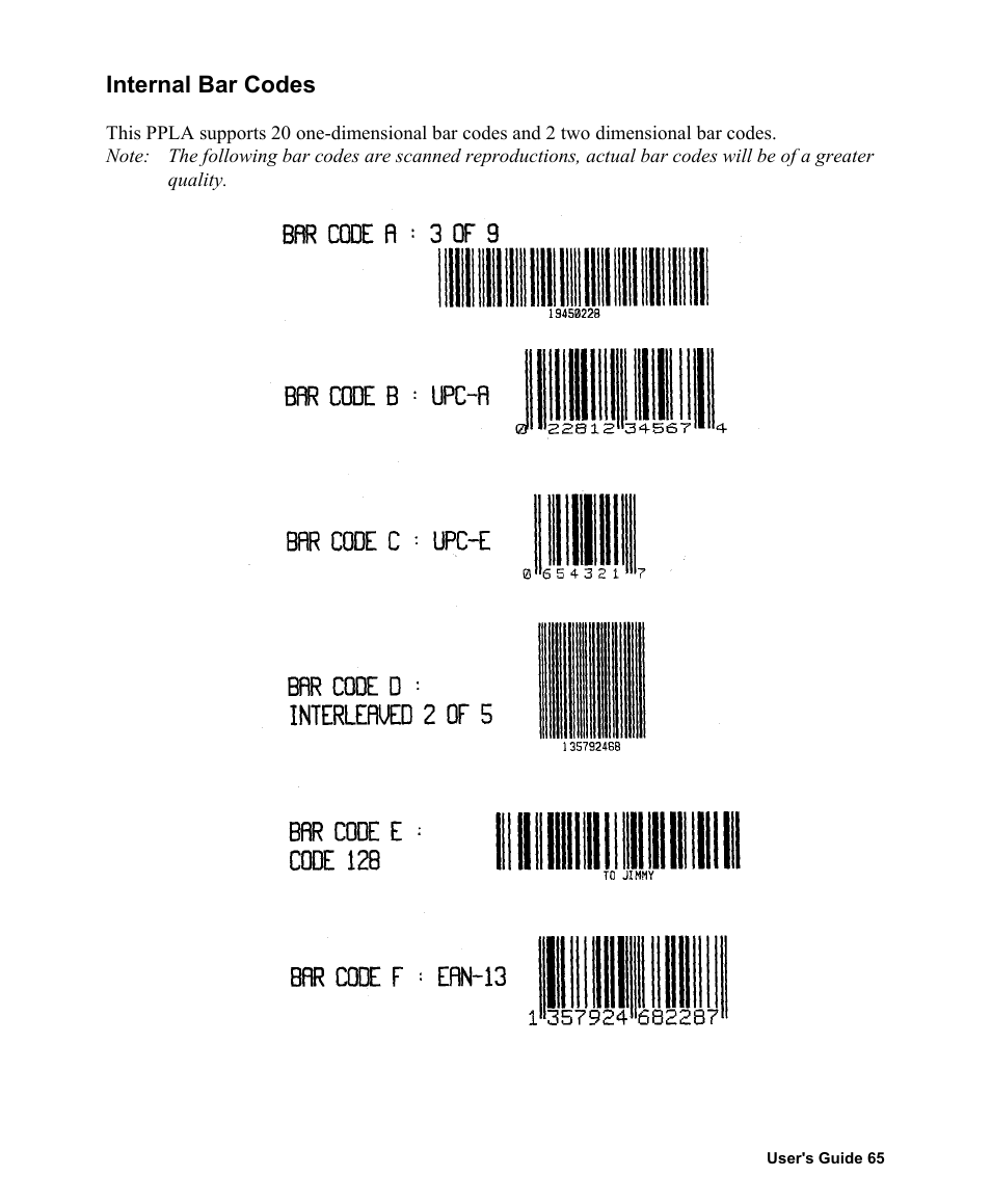 Internal bar codes | AMT Datasouth Fastmark 400 User Manual | Page 66 / 76