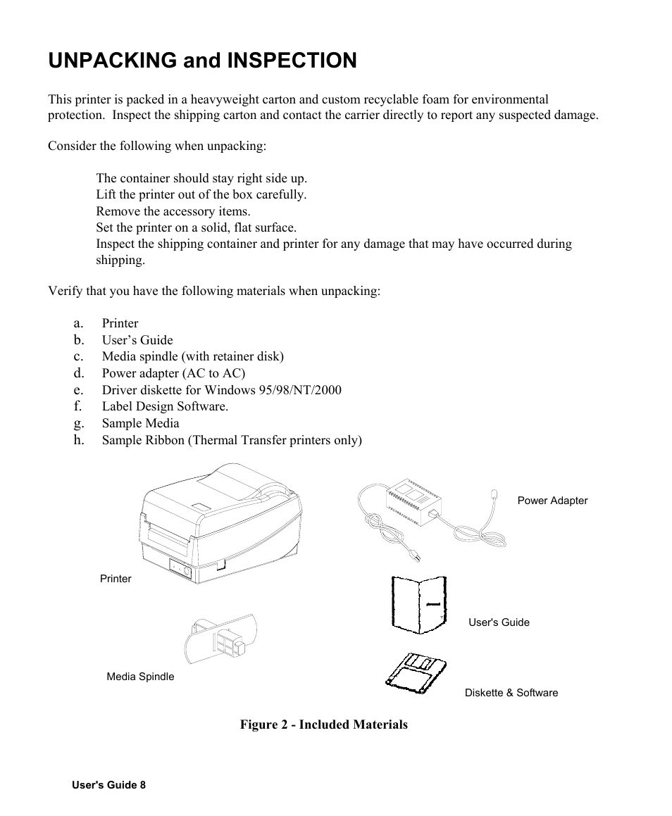 Unpacking and inspection | AMT Datasouth Fastmark 400 User Manual | Page 9 / 76