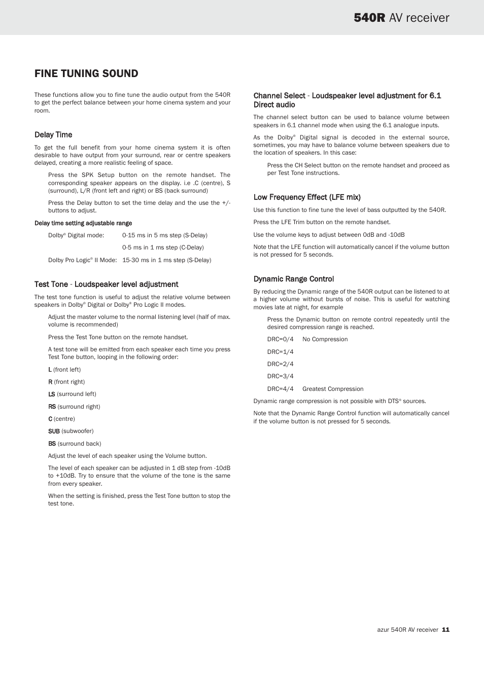 540r av receiver, Fine tuning sound | Cambridge Audio 540R User Manual | Page 10 / 12