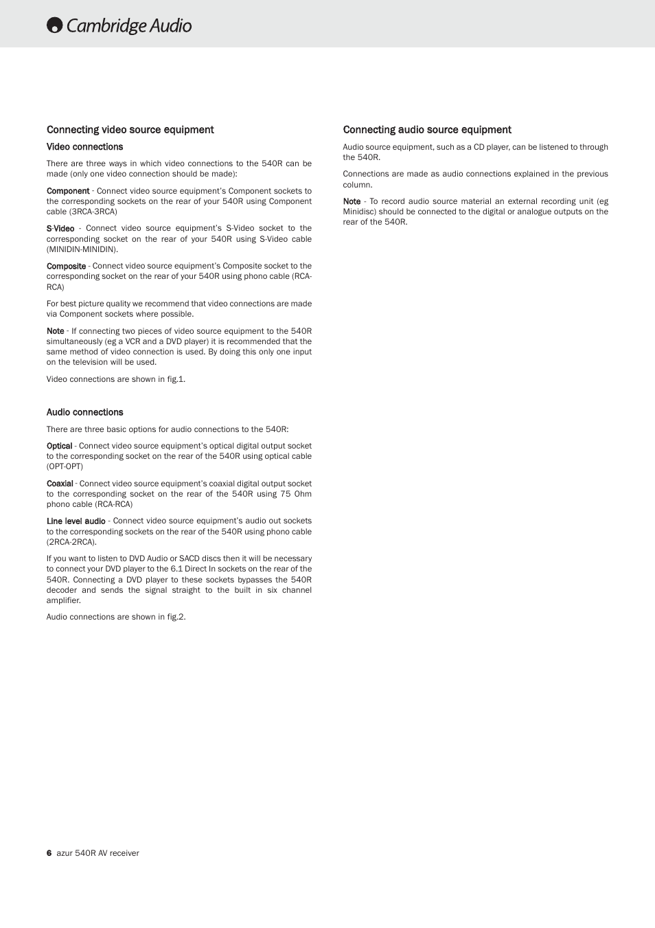 Cambridge Audio 540R User Manual | Page 5 / 12