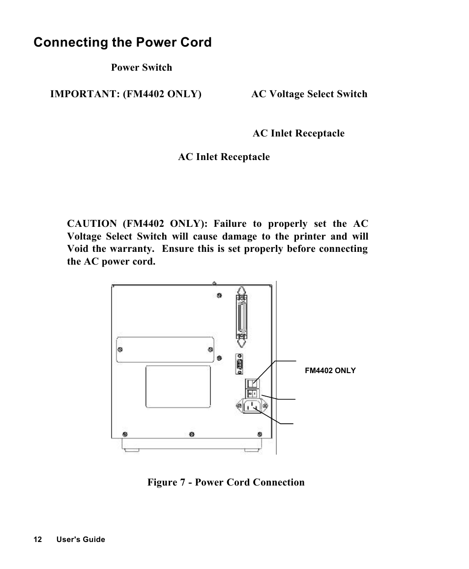 Connecting the power cord | AMT Datasouth Fastmark 4000 User Manual | Page 13 / 114