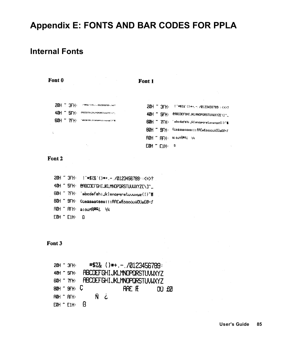 Appendix e: fonts and bar codes for ppla | AMT Datasouth Fastmark 4000 User Manual | Page 86 / 114