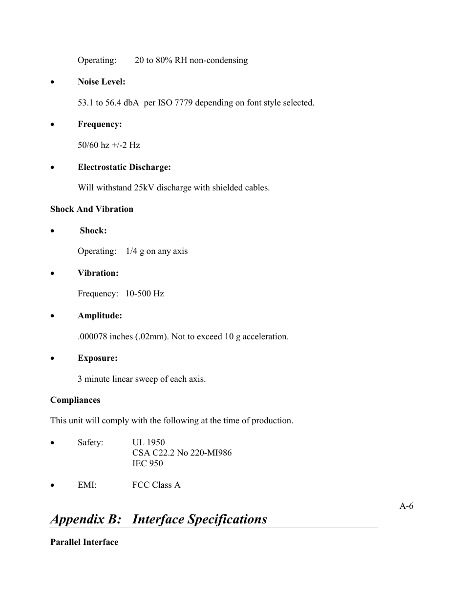 Appendix b: interface specifications | AMT Datasouth Performax User Manual | Page 101 / 162
