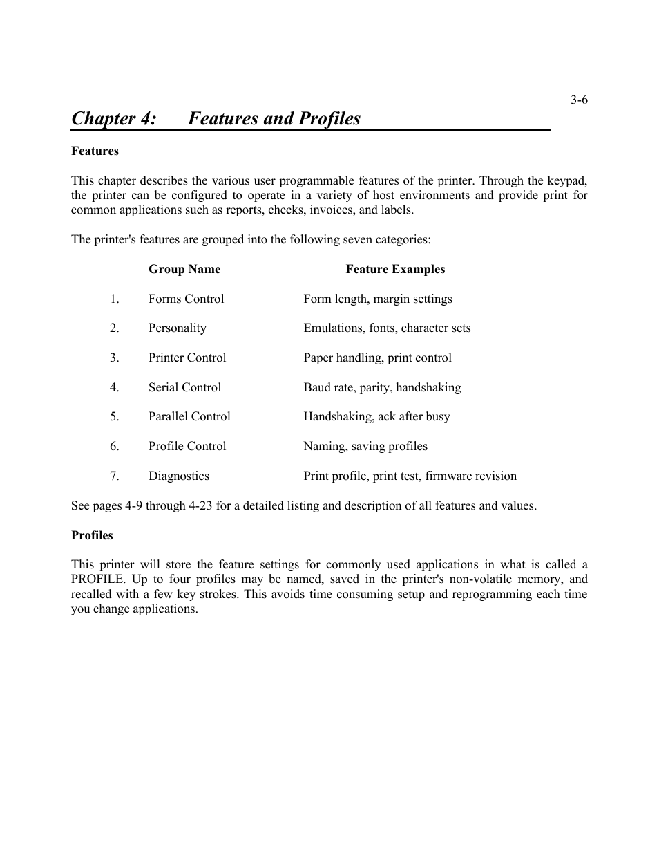 Chapter 4: features and profiles | AMT Datasouth Performax User Manual | Page 54 / 162