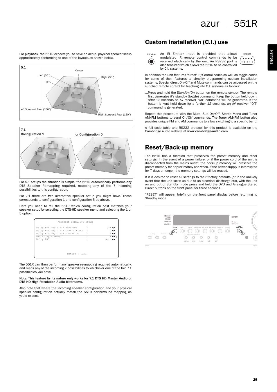 551r azur | Cambridge Audio AZUR 551R User Manual | Page 29 / 32
