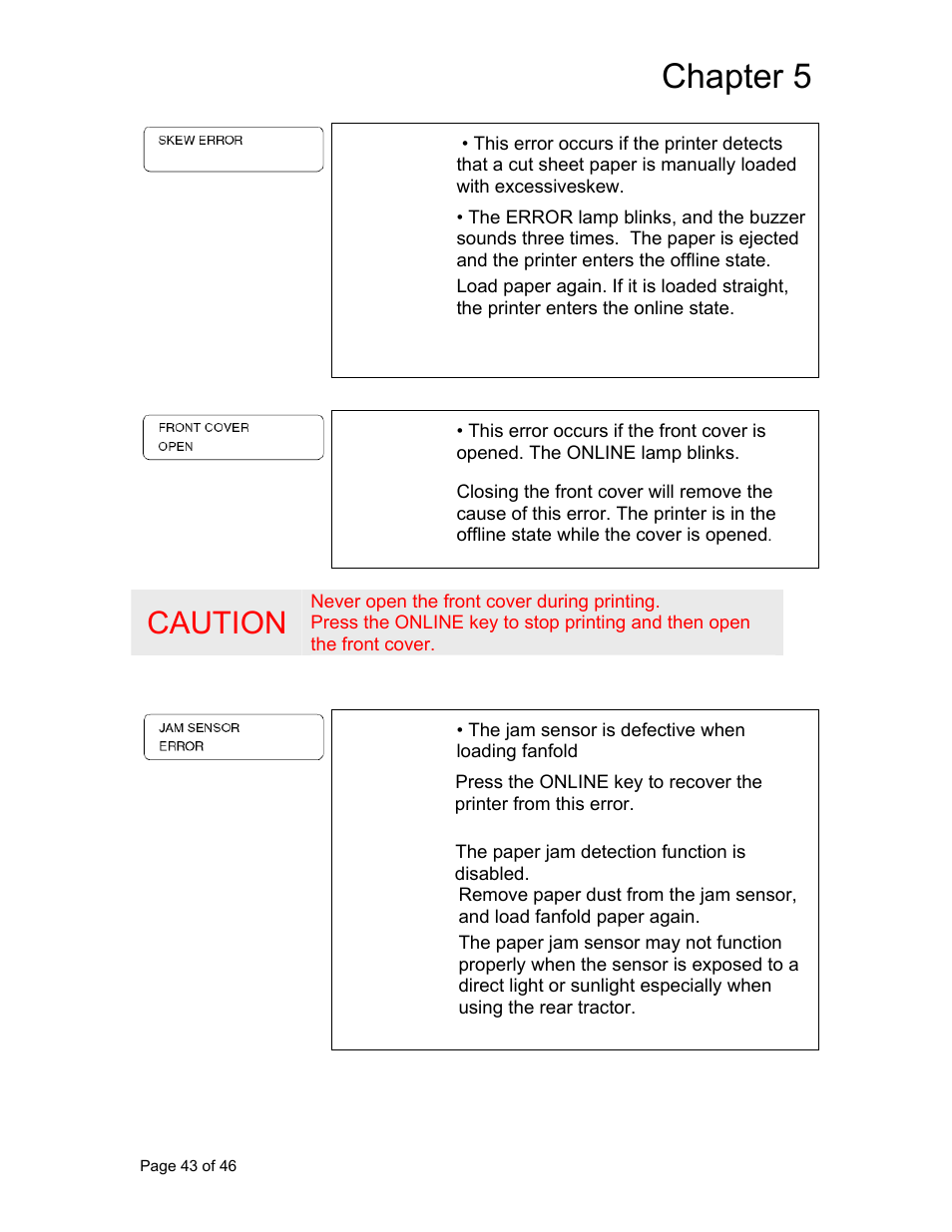 Caution, Chapter 5 | AMT Datasouth Accel 7350 User Manual | Page 44 / 47