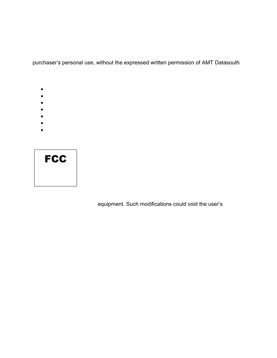 Copyright declaration, Class b | AMT Datasouth Accel 7450 User Manual | Page 2 / 45
