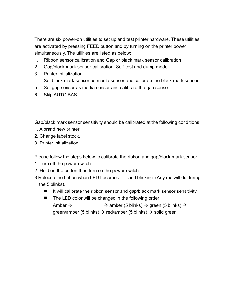 Power on utilities, 1 ribbon and gap/black mark sensor calibration | AMT Datasouth M5TT Plus User Manual | Page 27 / 42