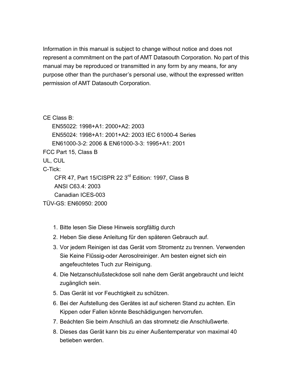 Copyright declaration, Compliances | AMT Datasouth M5TT Plus User Manual | Page 3 / 42