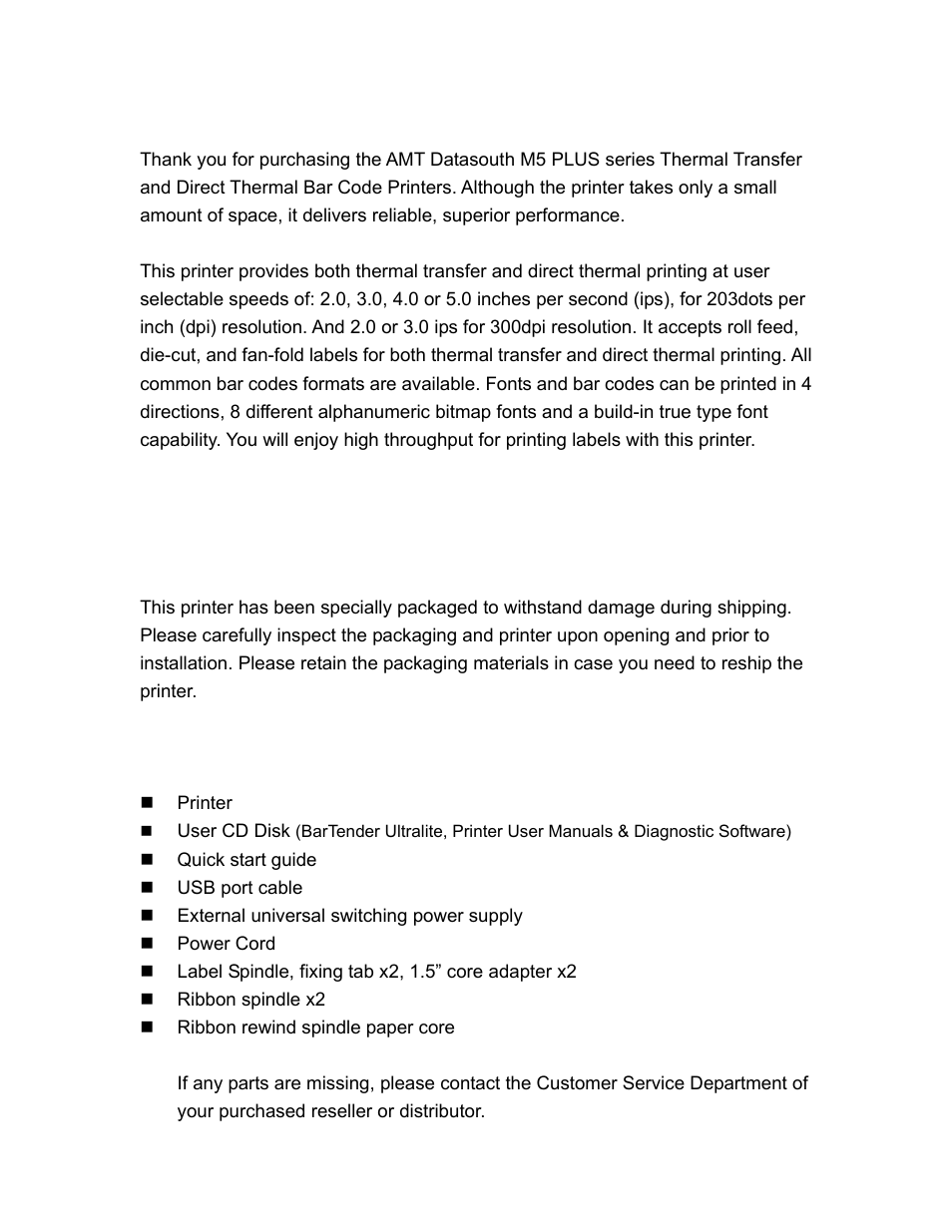 Introduction, Getting started, 1 unpacking and inspection | 2 equipment checklist | AMT Datasouth M5TT Plus User Manual | Page 4 / 42