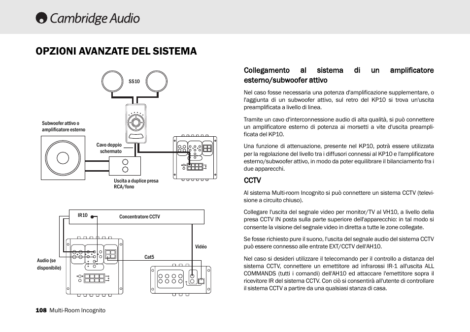 Opzioni avanzate del sistema, Cctv | Cambridge Audio Multi-room speaker system User Manual | Page 108 / 194