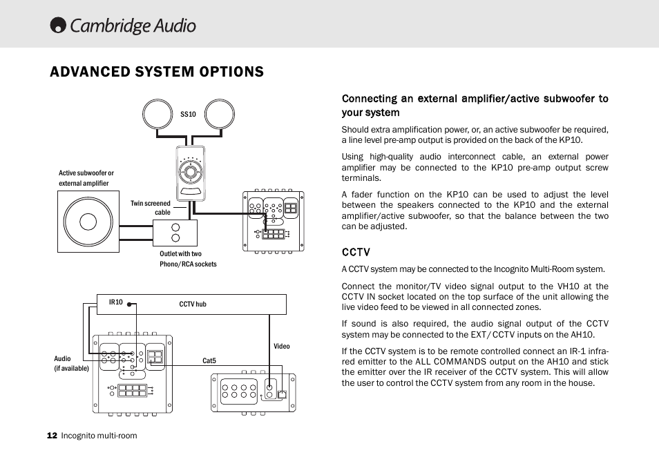 Advanced system options | Cambridge Audio Multi-room speaker system User Manual | Page 12 / 194