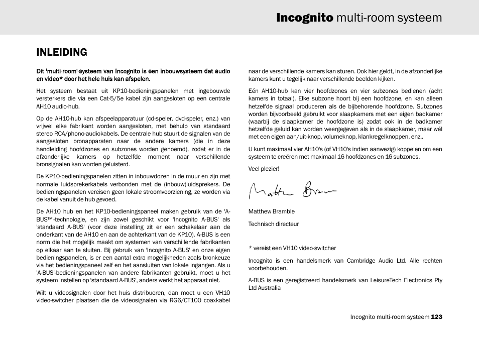 Incognito multi-room systeem, Inleiding | Cambridge Audio Multi-room speaker system User Manual | Page 123 / 194