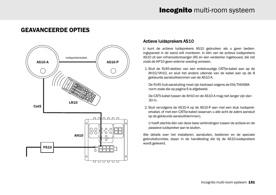 Incognito multi-room systeem, Geavanceerde opties | Cambridge Audio Multi-room speaker system User Manual | Page 131 / 194