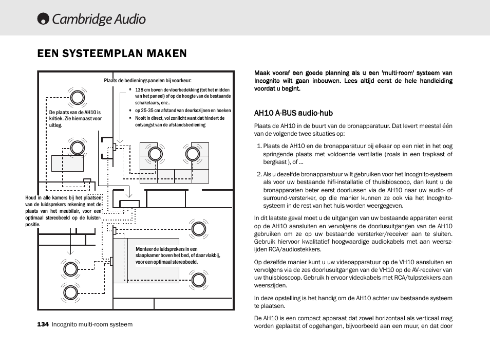 Een systeemplan maken, Ah10 aa-b bus aaudio-hhub | Cambridge Audio Multi-room speaker system User Manual | Page 134 / 194