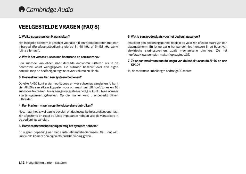 Veelgestelde vragen (faq's) | Cambridge Audio Multi-room speaker system User Manual | Page 142 / 194