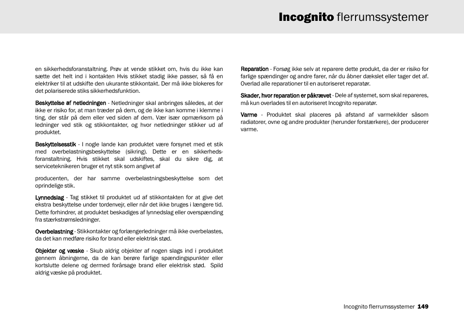 Incognito flerrumssystemer | Cambridge Audio Multi-room speaker system User Manual | Page 149 / 194